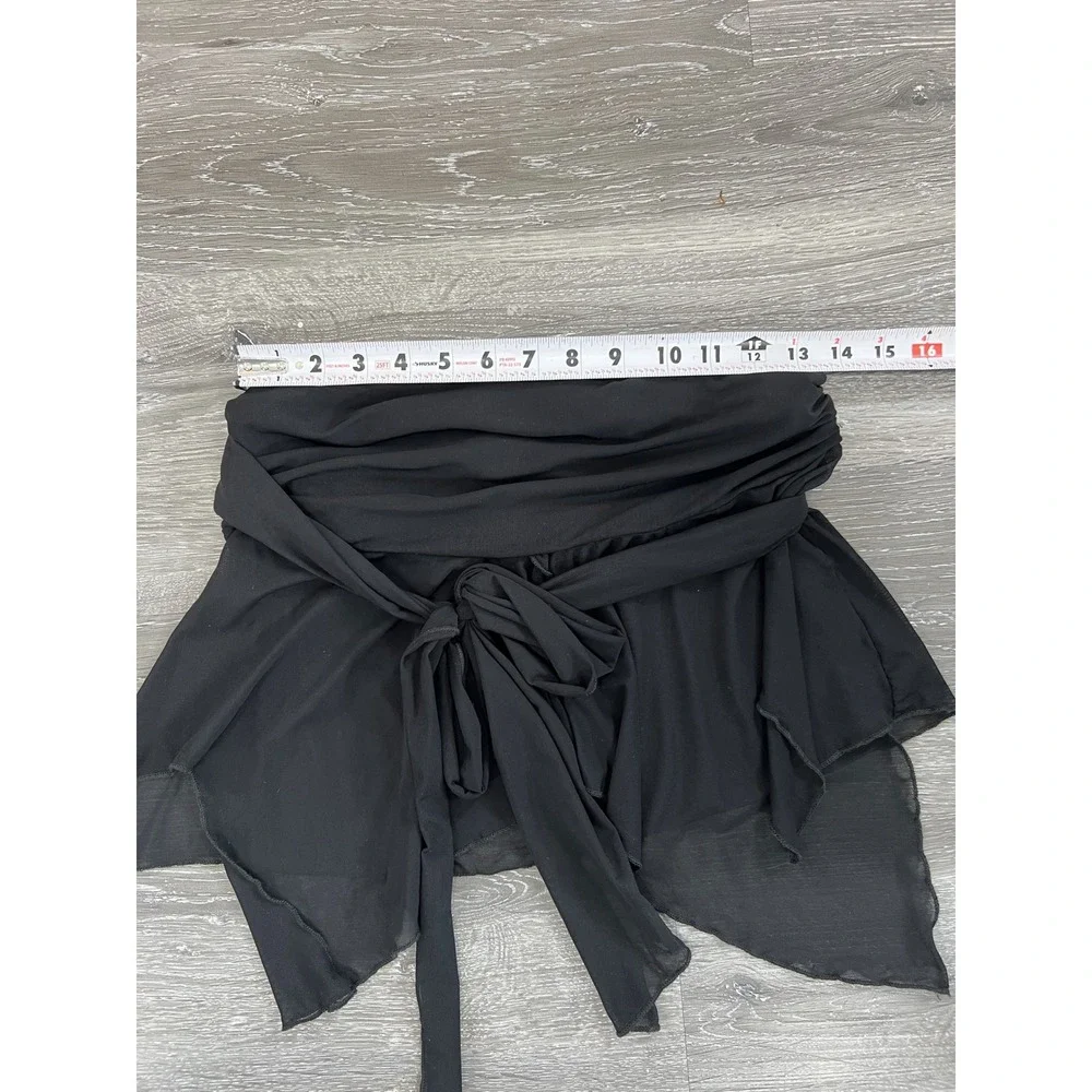 Kimchi Blue Black Sheer Mesh Tie-Front Mini Skirt Size LG